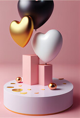 Poster - St. Valentine's Day style concept Background.	heart shaped box with hearts