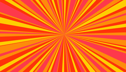 Poster - Retro banner with sun and rays in style of 70s