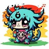 Fototapeta Dinusie - Funny Cute Monster Illustration [AI Generated]
