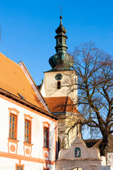 Poster - church of Saint  Sigismond and palace in Popice, Znojmo region, Czech Republic