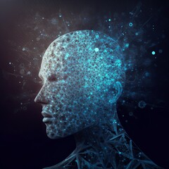 Mindful Human Head. Generative AI Illustration