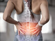 © Mandisa Tozo/peopleimages.com - Spine, anatomy and back of a woman with pain during fitness, training and exercise with a problem. X ray, medical and athlete with injury or accident from gym sports, workout or cardio inflammation