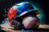 Fototapeta Boho - Baseball abstrakcyj malowany obraz olejny 3