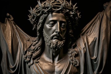 illustration of Jesus Christ in crown of thorns. AI generated 