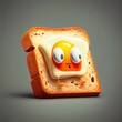 3d Fried Egg on Toast Cartoon Character, Generative AI. Digital Art Illustration
