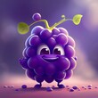 Cute Grape Cartoon Character, Generative AI. Digital Art Illustration