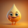 Cute happy face Water Drop Cartoon Character, Generative AI. Digital Art Illustration