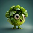 Cute Lettuce Cartoon Character, Generative AI. Digital Art Illustration