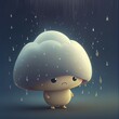 Cute Cartoon Rain Cloud Character, Generative AI. Digital Art Illustration