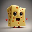 Cute Swiss Cheese Cartoon Character, Generative AI. Digital Art Illustration