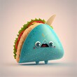 Cute Cartoon Taco Character, Generative AI. Digital Art Illustration