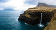 © Cavan Images - Scenery of famous Mulafossur waterfall, Gasadalur, Faroe Islands, Denmark