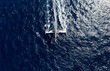 © Cavan Images - Aerial photo shoot of l'Hydroptere DCNS, Alain Thebault and his crew (Yves Parlier, Jean le Cam, Jacques Vincent, Luc Alphand)  during the first series of trials on the Med before
