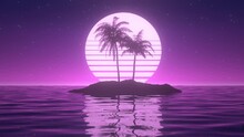 Synthwave Background - Palm Trees On Lone Island