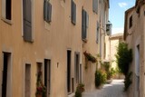 Fototapeta Perspektywa 3d - A beautiful narrow street, of the mountain village of Provence - generative ai
