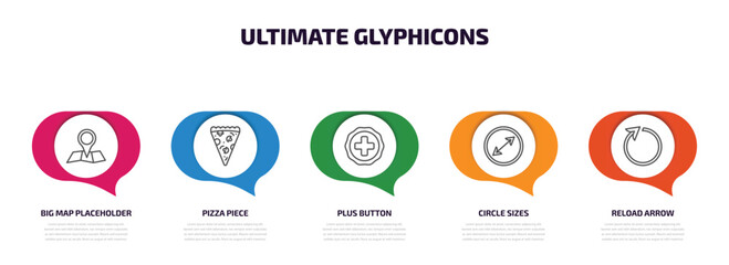 Aufkleber - ultimate glyphicons infographic element with outline icons and 5 step or option. ultimate glyphicons