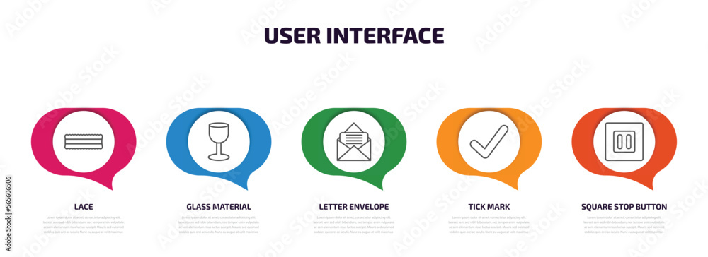 user interface infographic element with outline icons and 5 step or ...