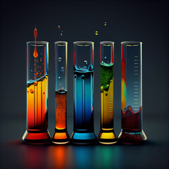 test tube chemistry flask with color liquid