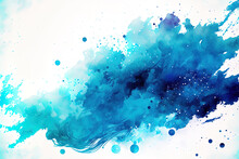 Abstract Blue Watercolor Splashing Made With Generative AI