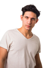 Wall Mural - Handsome and fit young man standing on white background