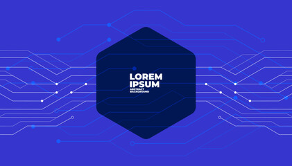 Poster - abstract blue geometric hexagon lines and dots connection. digital technology themed banner.