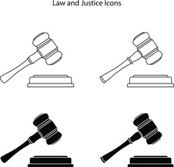 Poster - Judge hammer icons, law auction symbol, gavel justice sign vector illustration button. hummer shadow icon