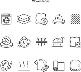 Poster - Textile fabric vector icons on white background. woven icons set. Weave types, different clothing materials symbol