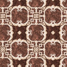Mosaic Geometric Dark Brown Seamless Texture Pattern. Trendy Kaleidoscope Woven Design For Printed Fabric. Rough Abstract Textile Design. 
