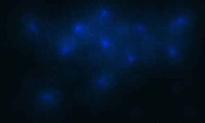 Poster - Abstract blue hexagon light technology futuristic geometric design modern background vector