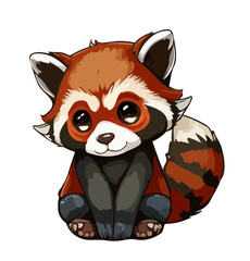 Wall Mural - Cartoon red panda on a white background.Vector illustration