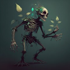 Sticker - Fantasy RPG skeleton goblin illustration, created with generative ai
