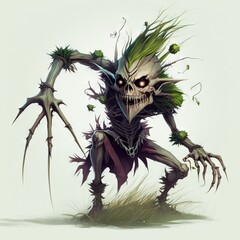 Canvas Print - Fantasy RPG skeleton goblin illustration, created with generative ai