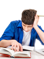 Canvas Print - Sad Student with a Books