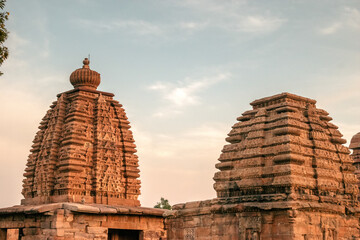 Wall Mural - Ancient Galaganatha and Jambulinga temples at Pattadakal heritage site ,Karnataka,India.