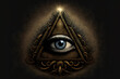 All seeing eye, illuminati and masonic symbol. Generative AI illustration