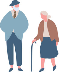 Wall Mural - Elderly Couple flat faceless silhouette