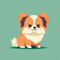 Wall Mural - Cute dog illustration, cartoon puppy icon, flat style. Ai generated