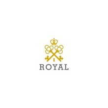 Royal Key Icon. Modern Real Estate Logo Template Isolated On White Background