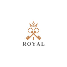Royal Key Icon. Modern Real Estate Logo Template Isolated On White Background