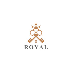 Wall Mural - Royal key icon. Modern real estate logo template isolated on white background