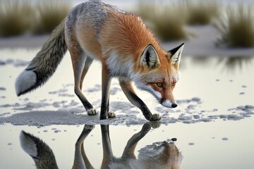 Wall Mural - Fox Stock Photo, Wildlife Photography. Generative Ai