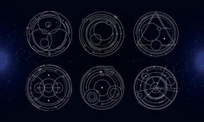 Wall Mural - set of tribal user interface elements. sacred geometry. vector illustration eps10