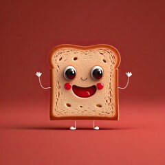 Wall Mural - Cute Cartoon Slice of Bread (Generative AI)