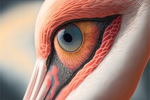  A Close Up Of A Bird With A Large Eye And A Long Beak With A Long Bill And A Large Orange Eye With A Black Spot.  Generative Ai