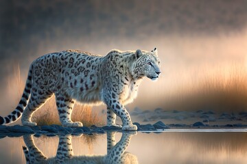 Wall Mural - Leopard Stock Photo, Wildlife Photography, Generative Ai