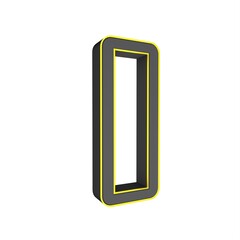 Poster - Gray yellow 3d number 0 on a white background. 3D rendering image.