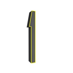 Poster - Gray yellow 3d number 1 on a white background. 3D rendering image.