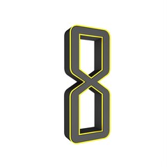 Poster - Gray yellow 3d number 8 on a white background. 3D rendering image.