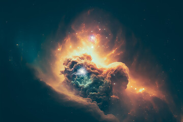 Wall Mural - space illustration with stars and nebula. generative ai