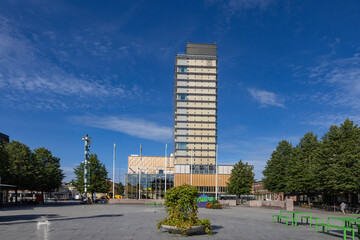 Sara Kulturhus Right at the heart of Skellefteå, Sara Cultural centre stands. One of the tallest timber buildings in the world. Sweden,Europe